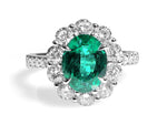 2.05ct Diamond and Green Emerald Ring