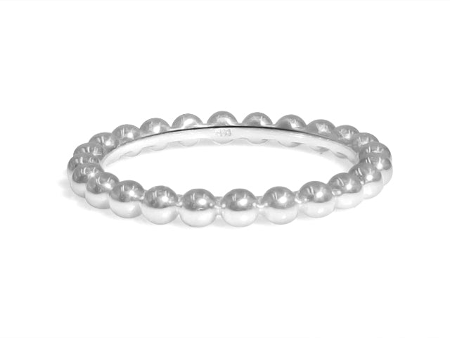 White Gold Solid Beaded Band