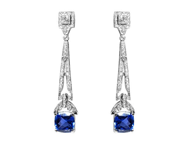 10.50 ctw Diamondand Tanzanite Dangling Earrings - HANIKEN JEWELERS NEW-YORK