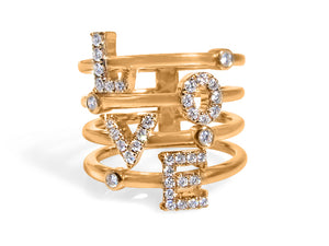 Ladies Rose Gold  "LOVE"  Diamond Ring - HANIKEN JEWELERS NEW-YORK