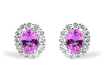 2.14 ctw Oval Cut Pink Sapphire & Diamond Earrings - HANIKEN JEWELERS NEW-YORK