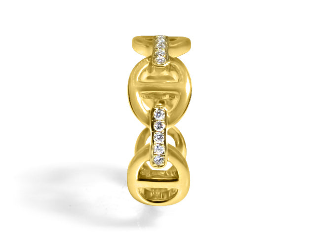 Yellow Link Gold and Diamond Ring - HANIKEN JEWELERS NEW-YORK