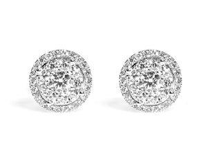 Diamond Cluster Earrings with Halo - HANIKEN JEWELERS NEW-YORK