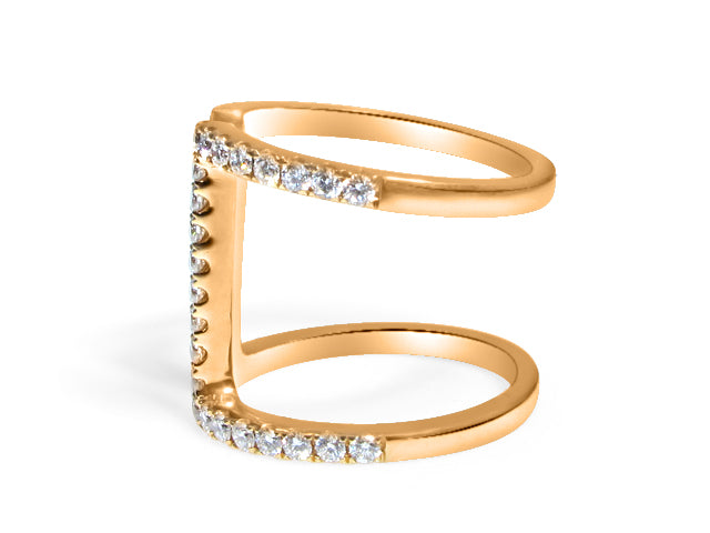 Semi Open Rose Gold and Diamond Ring - HANIKEN JEWELERS NEW-YORK