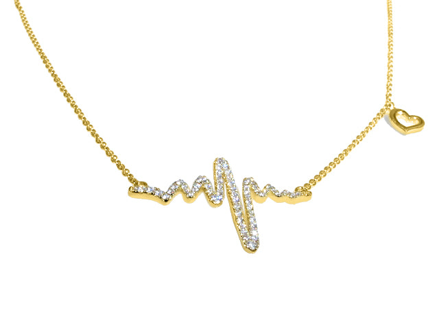 Heart Beat Yellow Gold and Diamond Necklace