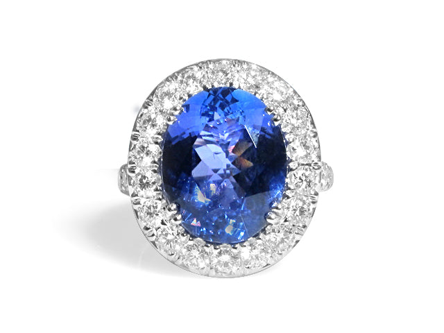 GIA Certified Ladies Diamond 6.89ct Tanzanite Ring - HANIKEN JEWELERS NEW-YORK