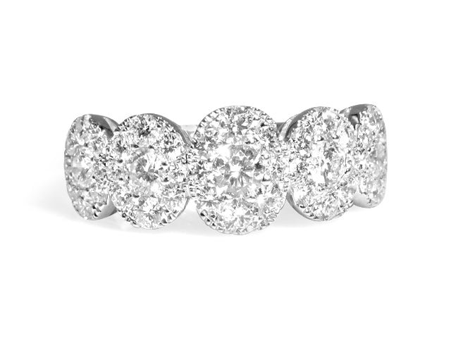1.34ct tw Ladies Five Stone Invisible set Halo Diamond Ring