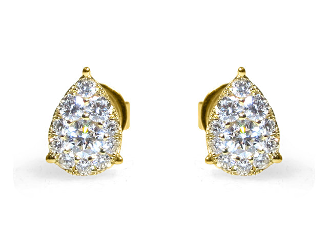 Pear Shape Diamond Stud Earrings 0.39ctw - HANIKEN JEWELERS NEW-YORK