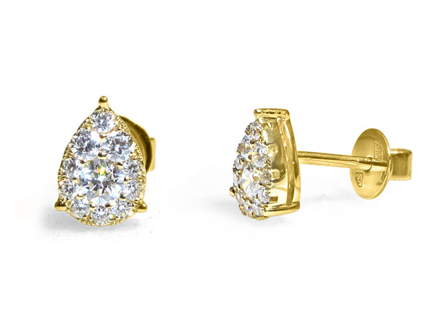Pear Shape Diamond Stud Earrings 0.39ctw - HANIKEN JEWELERS NEW-YORK