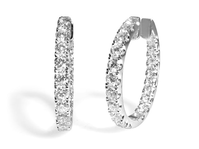 3.04ctw Ladies Diamond Hoop Earrings - HANIKEN JEWELERS NEW-YORK