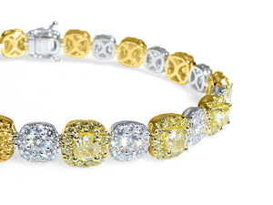 Fancy Yellow and White Diamond Statement Bracelet 9.59 ctw