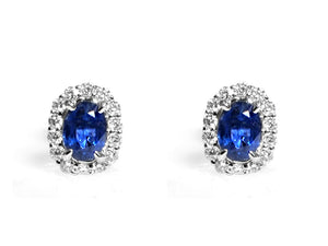 Ladies Diamond Blue Sapphire Stud Earrings