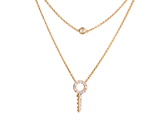 Diamond Stud & Key Necklace