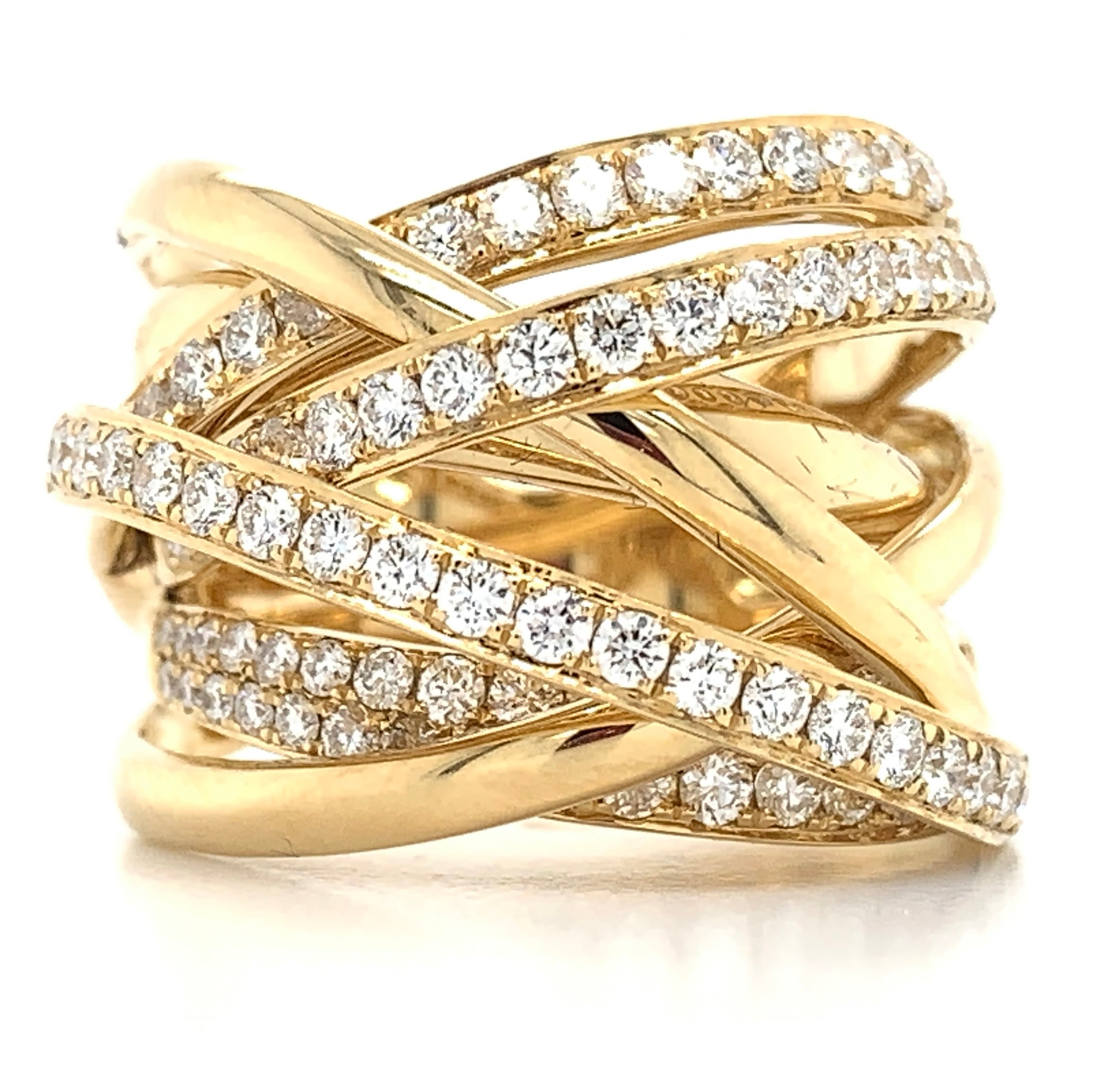 Diamond & Gold Criss-Cross Ring 1.31ct t.w. - HANIKEN JEWELERS NEW-YORK