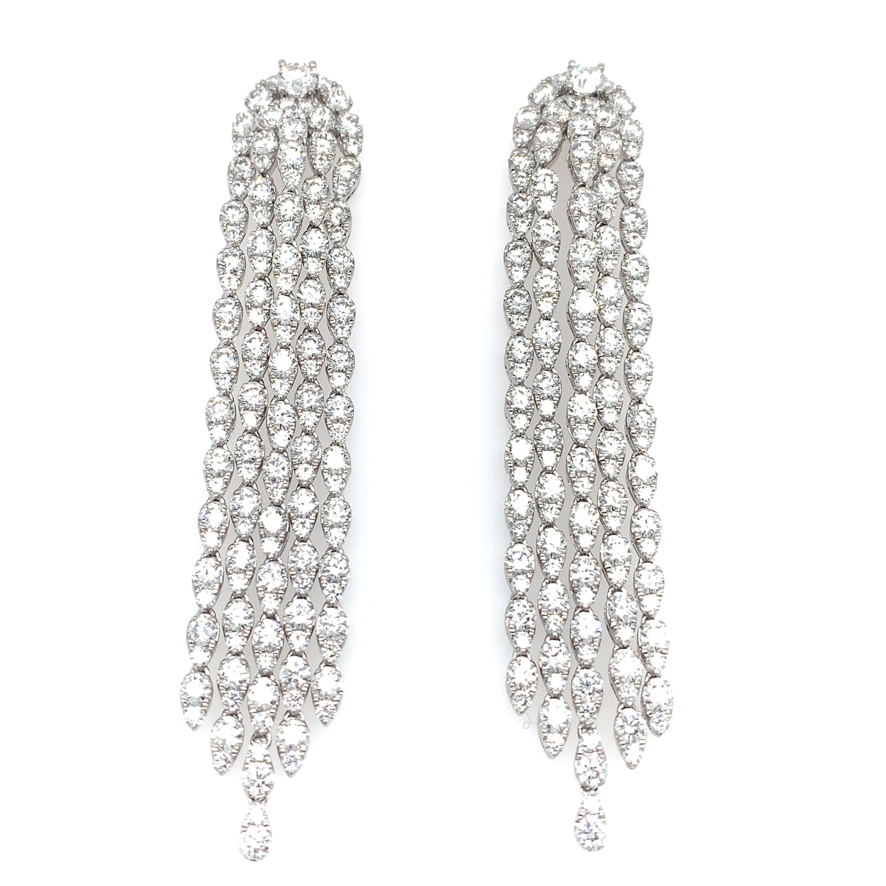 Ladies 8.80ct t.w. Diamond Dangling Waterfall Earrings - HANIKEN JEWELERS NEW-YORK