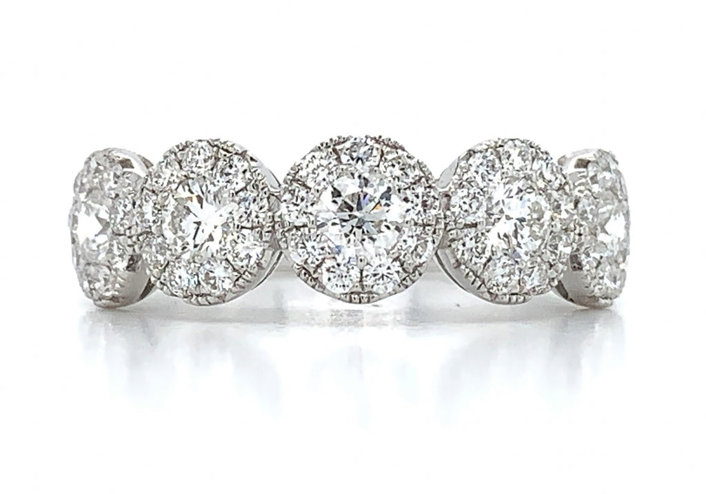 0.86CT T.W. Ladies Five Stone Invisible Set Diamond Ring