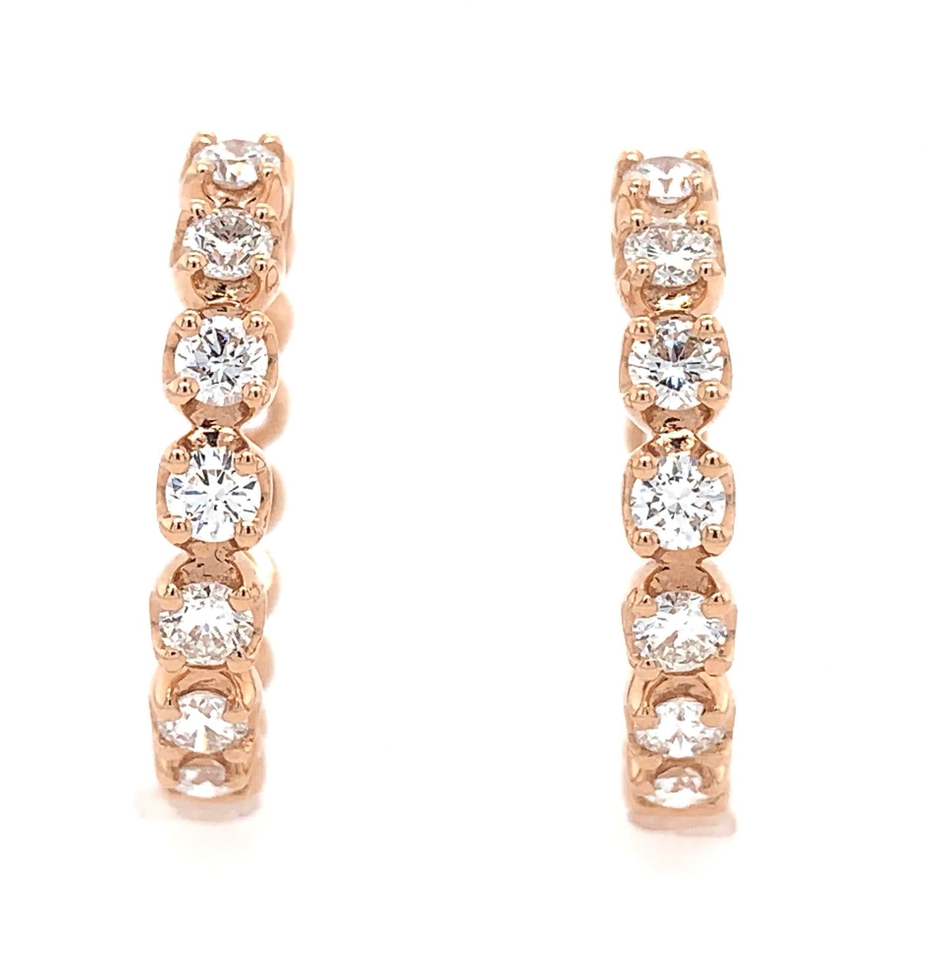 Ladies Diamond Round Shape Hoop Earrings - HANIKEN JEWELERS NEW-YORK