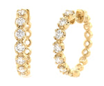 Ladies Yellow Gold & Diamond Round Shape Hoop Earrings - HANIKEN JEWELERS NEW-YORK