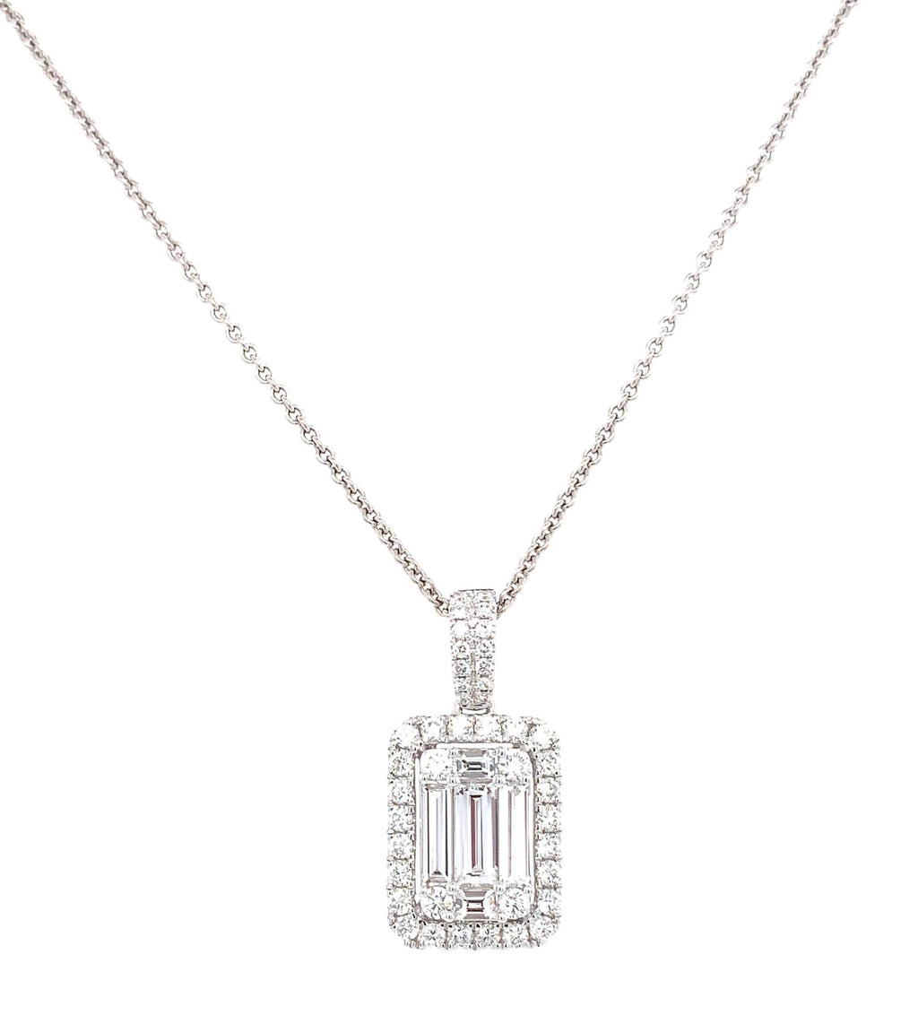 ﻿﻿﻿Emerald Shape 1.36ct tw Diamond Invisible-set Pendant Necklace