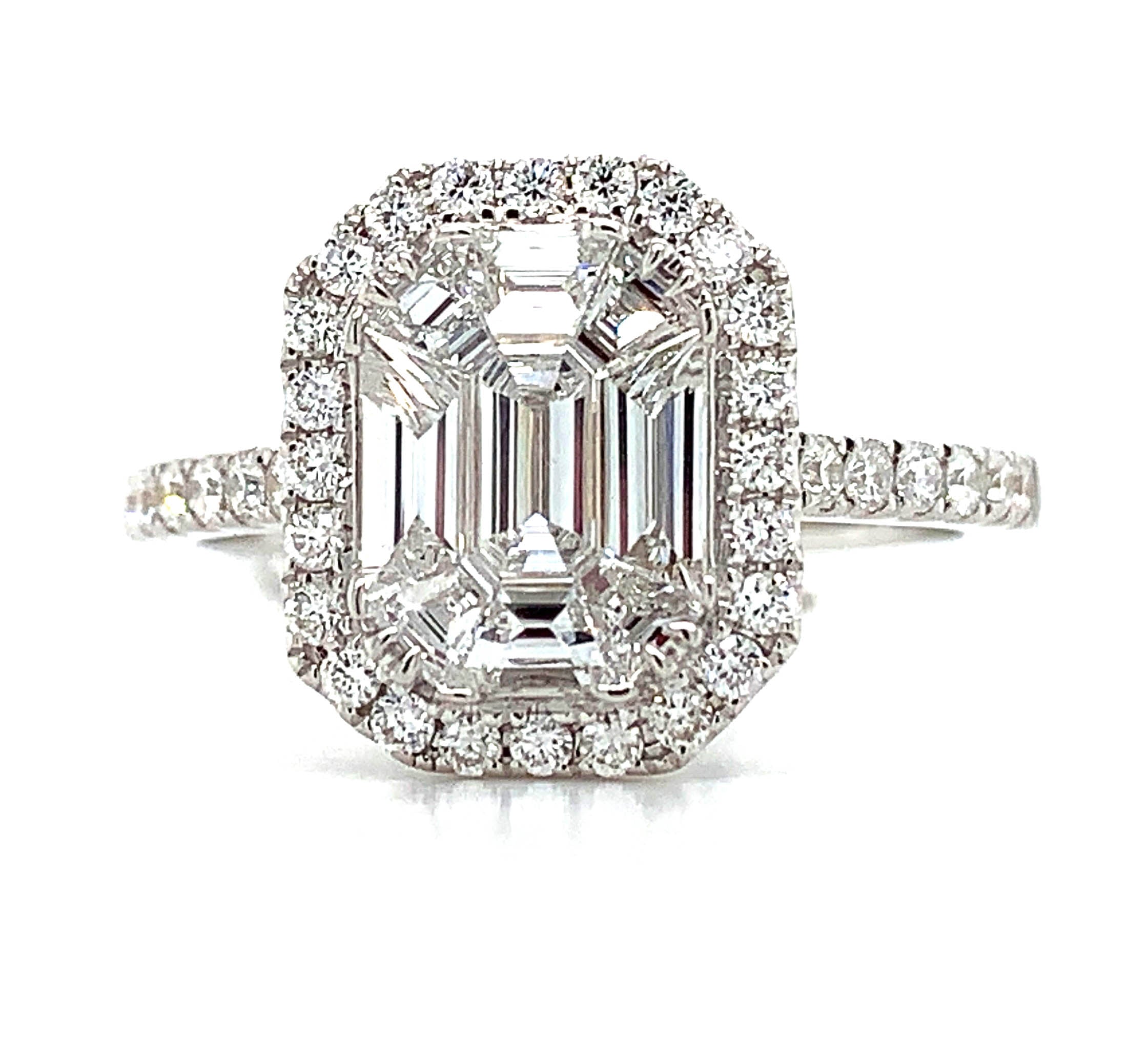 1.14ctw Diamond Octagonal Ring with Halo - HANIKEN JEWELERS NEW-YORK