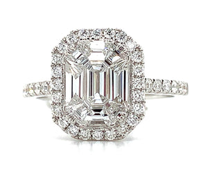 1.14ctw Diamond Octagonal Ring with Halo - HANIKEN JEWELERS NEW-YORK