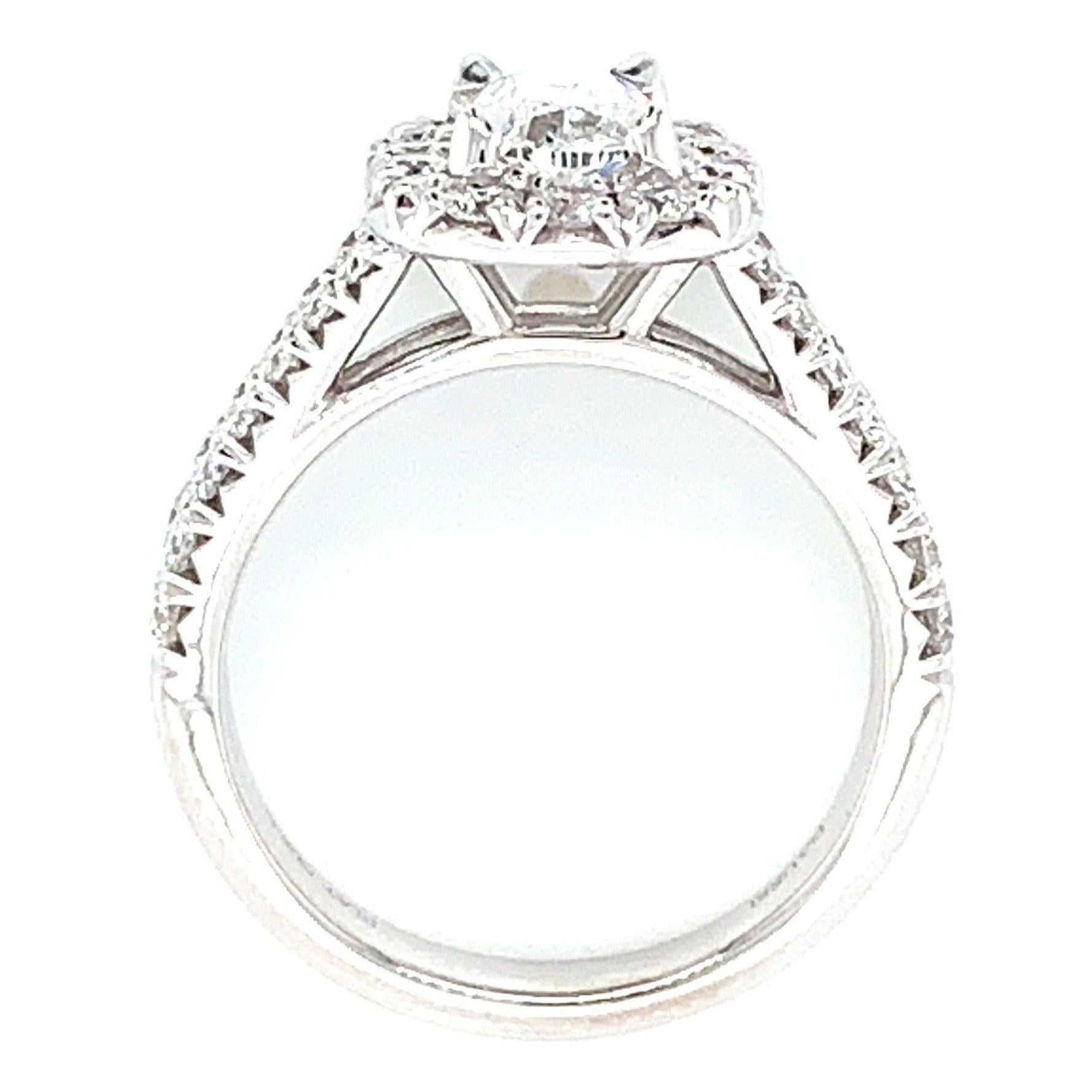 Henri Daussi 2.20ct t.w. Cushion Halo Split Shank Diamond Engagement Ring